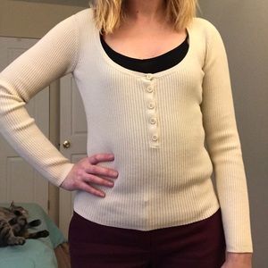 🚫SOLD🚫 Cream Ribbed Henley Sweater